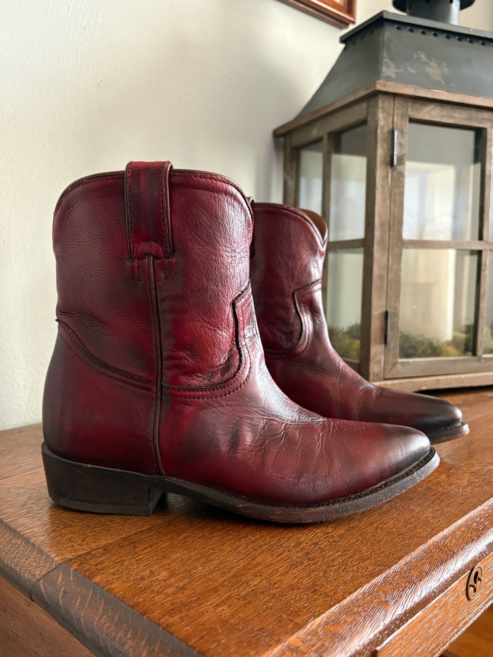 Frye Leather Western Ankle Boots